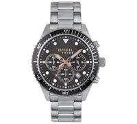 Breil, Sail Kollektion, Herrenuhr, Chronograph, Quartz-Uhrwerk, Edelstahlarmband, Anthrazitfarbenes Zifferblatt, Fluoreszenz-Zeiger und Stundenmarkierungen, Taucherschließe, Durchmesser: 28 mm, Silber