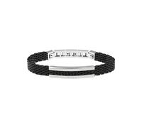 Breil, Snap Collection, Elegantes und Modernes Herrenarmband, Milanaise-Armband aus Schwarzem Edelstahl, Silberne Stahlplakette, Verstellbare Länge 17,5-21 cm, Schwarz-Silber