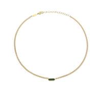 Breil, Stylize Collection, Minimalistische Damenhalskette aus Edelstahl, Groumette-Kette mit Sechseckigem Element aus Stahl und Malachit, Karabinerverschluss, Verstellbare Länge 39-45 cm