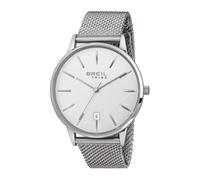 Breil Men's Avery Watch Collection Mono-Colour White dial 3 Hands Quartz Movement and Steel Silver MESH EW0493