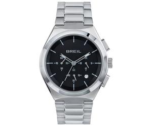 Breil Uhr Herren Bend Ziffernblatt SCHWARZ Bewegung Chrono Quartz e Bracelet Stahl Silber TW1906