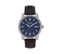 Breil Caliber EW0689 Herrenuhr, einfarbiges Zifferblatt, blaues Zifferblatt, Uhrwerk nur Zeitanzeige, 3 Quartzlanzetten und Armband aus braunem Leder