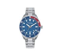 Beil Men's Watch Overhand Blue Blue Blue Dial Bewegung nur Zeit - 3 Quarz und Armband Silberstahl EW0717
