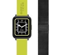 Breil Unisex Smartwatch SBT-2 mit gelben Silikonarmband und schwarzem Wechselarmband aus Edelstahl, Schutzklasse: IP68, Gehäusegröße: 45 mm, EW0676