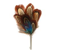 Breiter echte Hutfeder aus Fasanfedervariation mit Hülse Accessoire für den Trachtenhut - Brauntöne Blau Grün - Hutanstecker