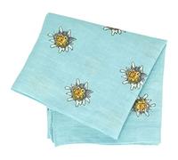 Breiter Edelweiß Trachtentuch Nickituch Trachten-Nickituch Schal Tuch aus 100% Baumwolle 50 x 50 cm - Bleu