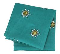 Breiter Edelweiß Trachtentuch Nickituch Trachten-Nickituch Schal Tuch aus 100% Baumwolle 50 x 50 cm - Petrol