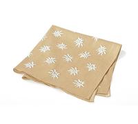 Breiter Edelweiß Trachtentuch Nickituch Trachten-Nickituch Schal Tuch aus 100% Baumwolle 50 x 50 cm (Beige)