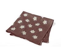 Breiter Edelweiß Trachtentuch Nickituch Trachten-Nickituch Schal Tuch aus 100% Baumwolle 50 x 50 cm - Braun