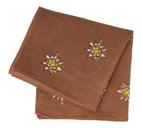 Breiter Edelweiß Trachtentuch Nickituch Trachten-Nickituch Schal Tuch aus 100% Baumwolle 50 x 50 cm (Trendbraun)