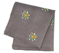 Breiter Edelweiß Trachtentuch Nickituch Trachten-Nickituch Schal Tuch aus 100% Baumwolle 50 x 50 cm (Mittelgrau)