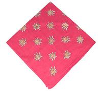 Breiter Edelweiß Trachtentuch Nickituch Trachten-Nickituch Schal Tuch aus 100% Baumwolle 50 x 50 cm - Pink