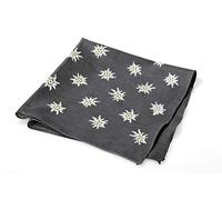 Breiter Edelweiß Trachtentuch Nickituch Trachten-Nickituch Schal Tuch aus 100% Baumwolle 50 x 50 cm (Schwarz)