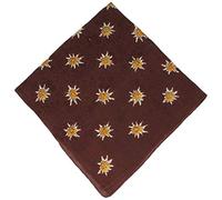 Breiter Edelweiß Trachtentuch Nickituch Tuch aus 100% Seide - 50 x 50 cm - Braun