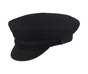 Breiter Elbsegler Mütze | Kapitänsmütze | Matrosenmütze aus Tuch - mit rotem Innenfutter & Kordel-Garnitur - Marine