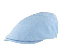 Breiter Herren Schiebermütze Flatcap, Schirmmütze 100% Leinen, Futter 100% Baumwolle Leicht & Bequem Hellblau meliert 64
