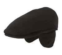 Breiter Herren Schiebermütze mit Ohrenklappen Flatcap Schirmmütze aus Wolle, Wasserabweisend, Knatschbar, Hautfreundlich Schwarz
