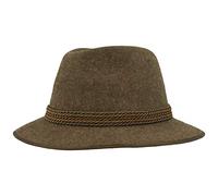 Breiter Herren Trachten-Hut - Handgemacht aus 100% Wolle Mit Zweifarbiger Kordel-Garnitur & Einfassung - Traveller - Wasserabweisend - Oliv 57
