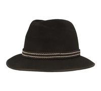 Breiter Herren Trachten-Hut - Handgemacht Aus 100% Wolle Mit Zweifarbiger Kordel-Garnitur & Einfassung - Traveller - Wasserabweisend - Schwarz 60