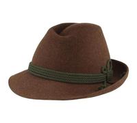Breiter Herren Trachtenhut Filzhut Herrenhut Werdenfelser Handgemacht 100% Wolle grüne Kordel-Garnitur braun Mel. 58
