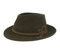 Breiter Herren Velour Trachten-Hut Filz-Hut Herren-Hut - Tiefenbacher - 100% Haarfilz Seiden-Kordel-Garnitur - Bogart - Wasserabweisend Olive 55