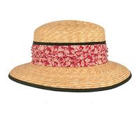 Breiter Hut Borten-Strohhut Matelot Damen Trachtenhut mit Stoffgarnitur - Grün M