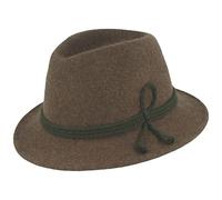 Breiter Kinder Trachtenhut Spitzkopf Wiesn-Hut für Kleinkinder aus 100% Wolle - 3-Fach Seidenkordel - für Mädchen & Junge Braun 49