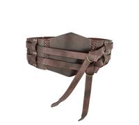 Breiter Ledergürtel, Doppelgürtel mit Flechtnaht, Unisex, braun S