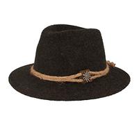 Breiter Original Herren Trachtenhut, Filzhut, Wanderhut Tiroler-Art, 100% Wolle, Hanfkordel, Edelweiß & schmaler Krempe Grau 58