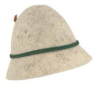 Breiter Original Kinder Stopselhut Filzhut Trachtenhut aus 100% Wolle - mit 2-Fach Seidenkordel & Kleiner Feder für Mädchen & Junge Grau Meliert 48