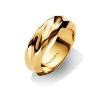 Breiter Ring für Damen Wellen, IP Gold, Essence