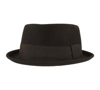 Breiter Rollbarer Filzhut Diamond Wollhut Wasserabweisend Pork Pie Hut knautschbar Schwarz Unifarbe L