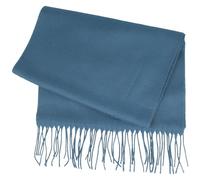 Breiter Schal aus 100% Cashmink für Damen Herren 180 x 30 cm Fransen super weich bequem Blau