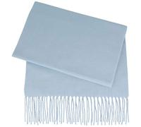 Breiter Schal aus 100% Cashmink für Damen Herren 180 x 30 cm Fransen super weich bequem Hellblau