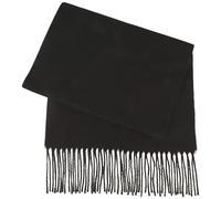 Breiter Schal aus 100% Cashmink für Damen Herren 180 x 30 cm Fransen super weich bequem Schwarz