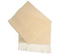 Breiter Schal aus 100% Cashmink für Damen Herren 180 x 30 cm mit Fransen super weich bequem Natur