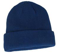 Breiter Strickmütze Wintermütze Beanie mit weichem Thinsulate™ Fleece-Futter & 7 cm Umschlag - für Damen & Herren - Indigo, One Size