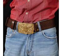 Breiter Wikinger-Ledergürtel mit massiver Messingschnalle - Odins Raben - Outlet