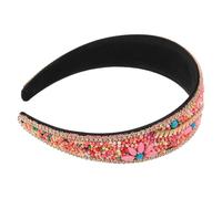 Breites Boho Stirnband mit Perlen, Modisches Haarband für Damen | Vintage Haarschmuck, Rosa Farbton, Bequemer Sitz, für Alltag und Festival