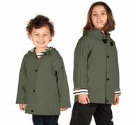 Breizh Ocean - ELVEN - Gewachste Unisex Kinder Regenmantel, Mit Kapuze, Gestreiftes Marine-Futter, Regenschutz - 1 Jahr bis 14 Jahre