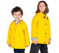 Breizh Ocean - ELVEN - Gewachste Unisex Kinder Regenmantel, Mit Kapuze, Gestreiftes Marine-Futter, Regenschutz - 1 Jahr bis 14 Jahre