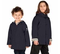 Breizh Ocean - ELVEN - Gewachste Unisex Kinder Regenmantel, Mit Kapuze, Gestreiftes Marine-Futter, Regenschutz - 1 Jahr bis 14 Jahre