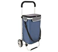 bremermann Einkaufstrolley BRINKUM - 45 L Kapazität, Faltbarer Einkaufswagen, mit Abnehmbarer Tasche inkl. Kühlfach, Einkaufschip, Einkaufswagenhalterung und Reflektorstreifen (Blau)