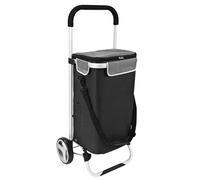 bremermann Einkaufstrolley BRINKUM - 45 L Kapazität, Faltbarer Einkaufswagen, mit Abnehmbarer Tasche inkl. Kühlfach, Einkaufswagenhalterung und Reflektorstreifen, schwarz