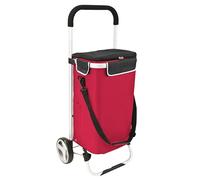 bremermann Einkaufstrolley BRINKUM - 45 L Kapazität, Faltbarer Einkaufswagen, mit Abnehmbarer Tasche inkl. Kühlfach, Einkaufschip, Einkaufswagenhalterung und Reflektorstreifen (Rot)