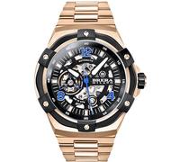 Brera Milano Herrenuhr Supersportlich Evo 45 mm Automatik Gehäuse Roségold, Zifferblatt schwarz Skelett - Armband Roségold
