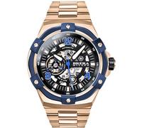 Brera Milano Herrenuhr Supersportlich Evo 45 mm Automatik Gehäuse Roségold, Zifferblatt schwarz Skelett - Armband Roségold, Armband