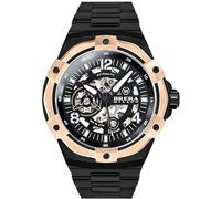 Brera Milano Herrenuhr, Supersportlich, Evo, 45 mm, automatisches Gehäuse, schwarzes Zifferblatt, schwarzes Zifferblatt, schwarzes Armband