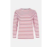 Bretonisches Fischerhemd Damen Langarm - Streifenshirt - weiß/rotgestreift weiß 46