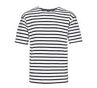 Bretonisches Herren T-Shirt Shirt gestreift Kurzarm Baumwolle maritim Ringel-Look Streifenshirt (04 weiß/blau, Herren 58)